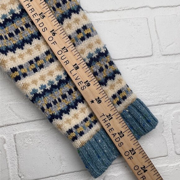 Talbots Cardigan‎ Women Medium Petite Blue Yellow Fair Isle Wool Cashmere Silk - Picture 9 of 12